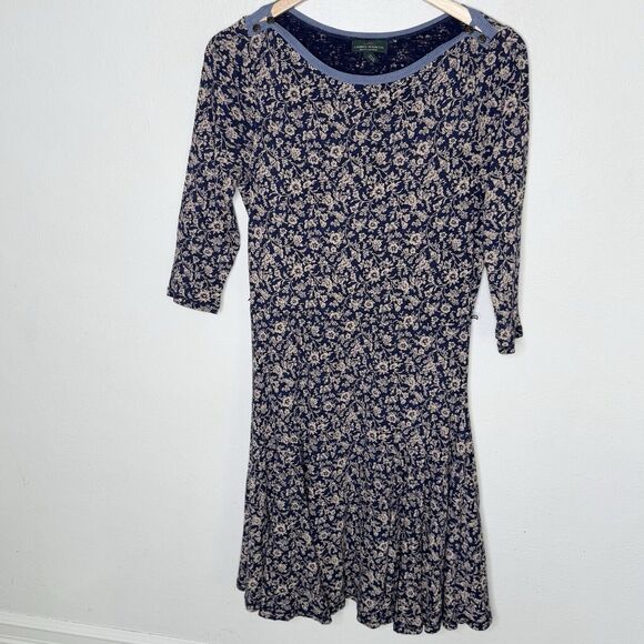 Lauren Jeans Co Ralph Lauren Dress Knee Length Blue‎ Floral Cottagecore Medium - Picture 1 of 10